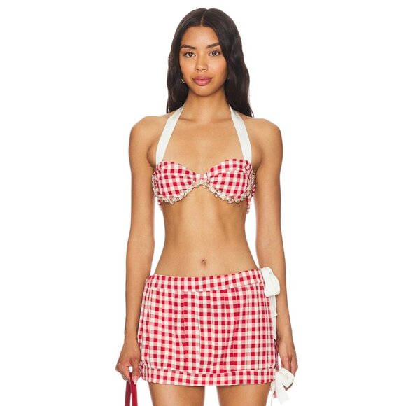 Milkwhite Bustier Top in Red Small New Womens Cropped Tank Bralette - Picture 1 of 11